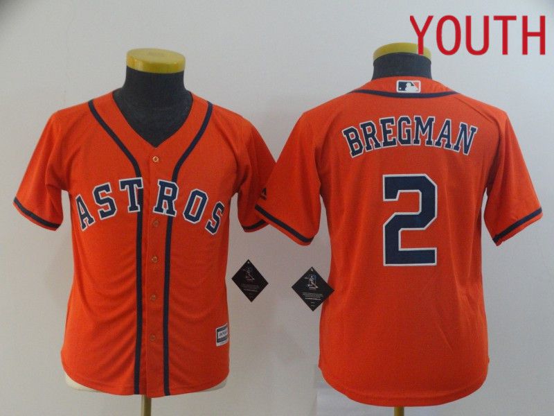 Youth Houston Astros #2 Bregman Orange MLB Jerseys->youth mlb jersey->Youth Jersey